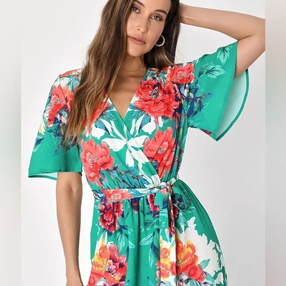 Lulus Still in Paradise Green Floral Maxi Dress - Picture 2 of 8